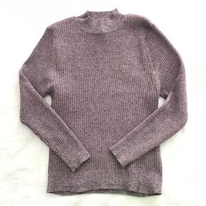 FOREVER 21 Ribbed Crew Neck Top S Fit Purple Mauve Long Sleeve